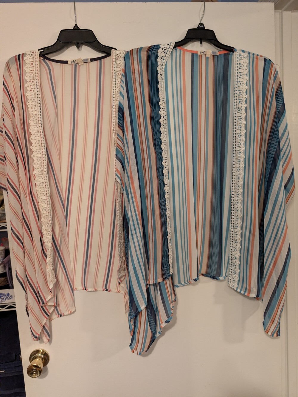 Jolt Kimono Cardigan Bundle L + XL | Striped Lace Trim Dusters | Beach Cover Up
